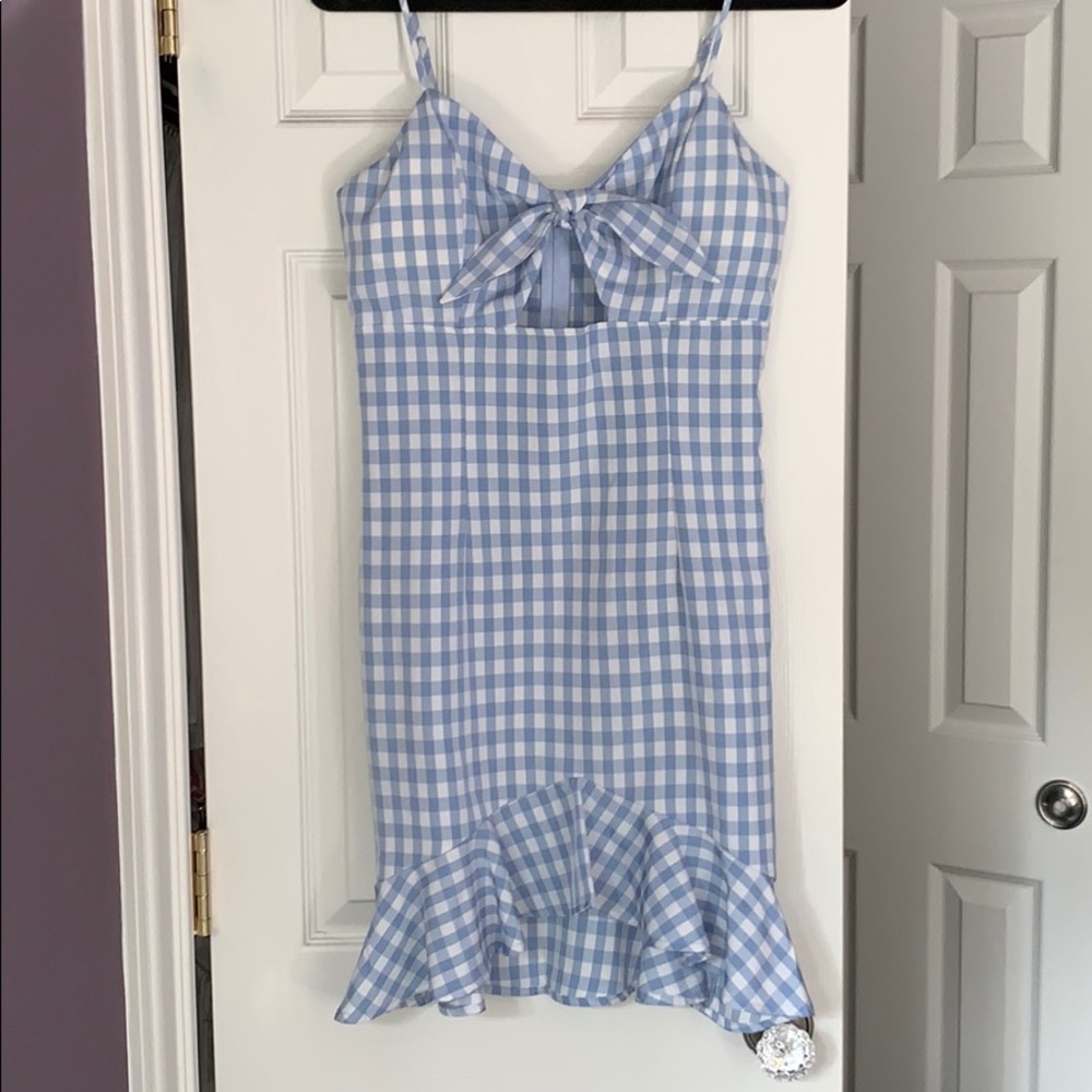 White & Blue Ginham Dress